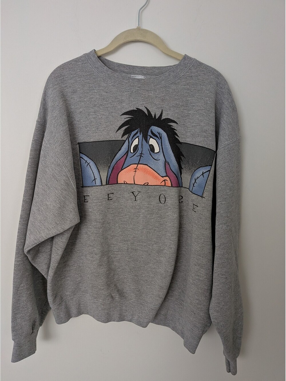 Vtg The Disney Store Winnie The Pooh Eeyore Sweatshirt Gray Pullover Rare 1990's